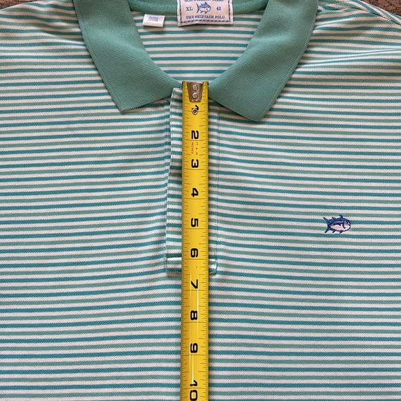 Southern Tide The Skipjack Polo, Lighter & Darker Blue-Green/White Stripes, XL. - Picture 12 of 14